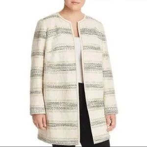 Lafayette 148‎ New York striped coat buff multicolor Size 8 New With Tags in PKG
